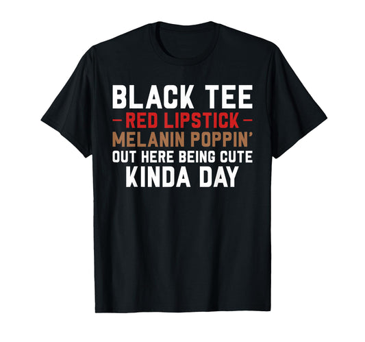Black Red Lipstick Melanin Brown T-Shirt - Aesthetic Graphic for Adults - T-Shirt, Sweatshirt, Hoodie