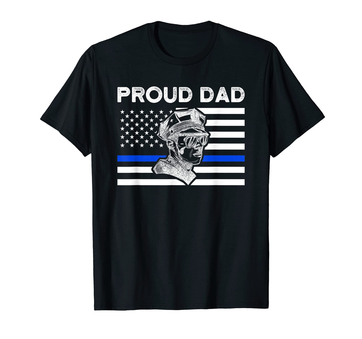 Proud Dad Cop Dad American Flag T-Shirt - Unique Graphic for Adults - T-Shirt, Sweatshirt, Hoodie