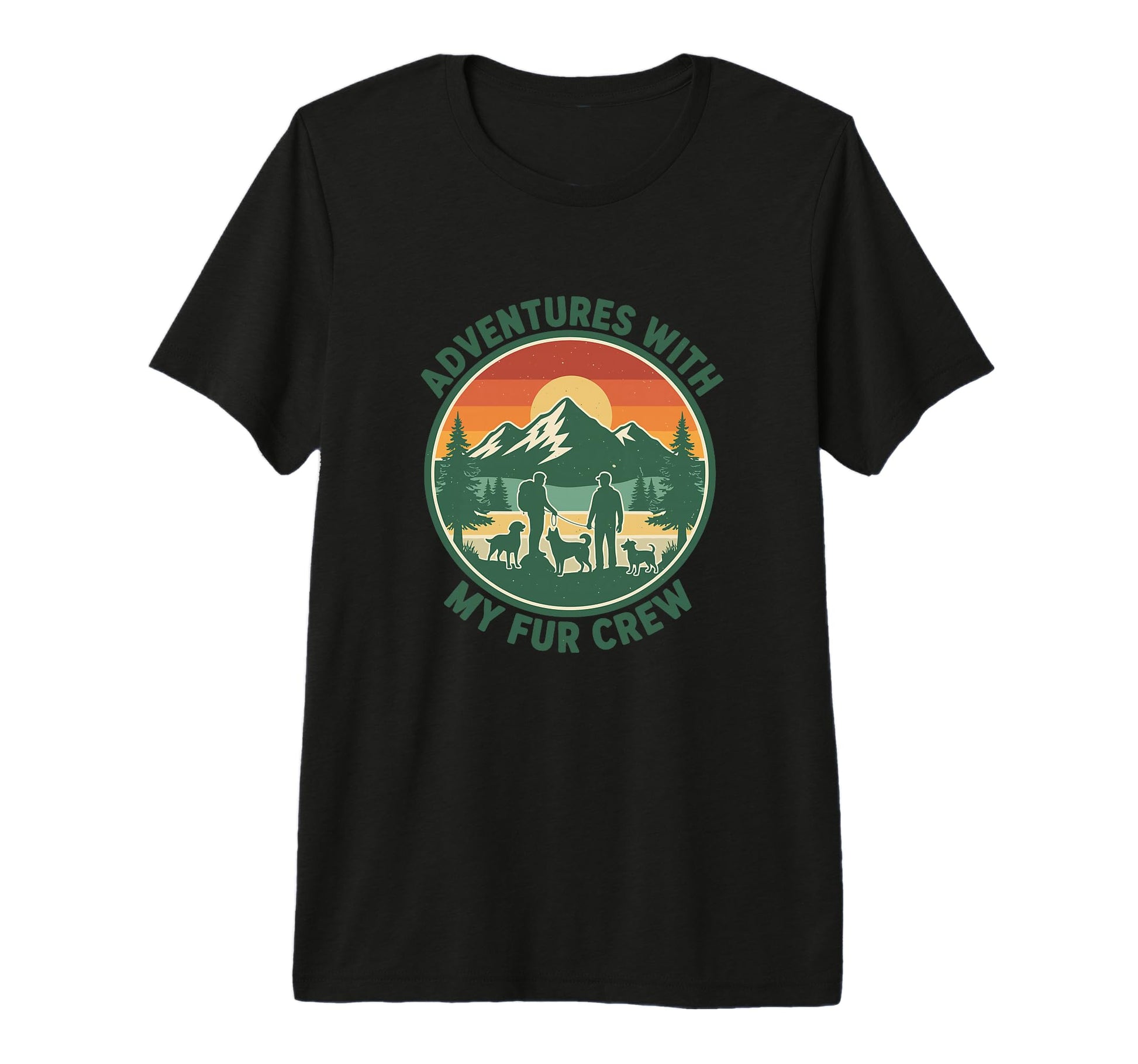 Adventures My Fur Crew Dog Hiking T-Shirt - Custom Art Print for Adults - T-Shirt, Sweatshirt, Hoodie