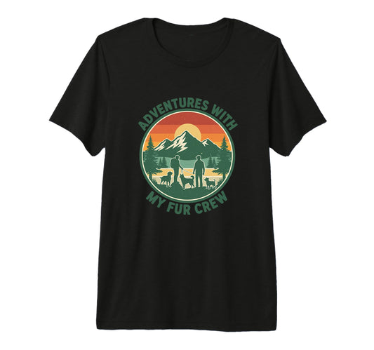 Adventures My Fur Crew Dog Hiking T-Shirt - Custom Art Print for Adults - T-Shirt, Sweatshirt, Hoodie