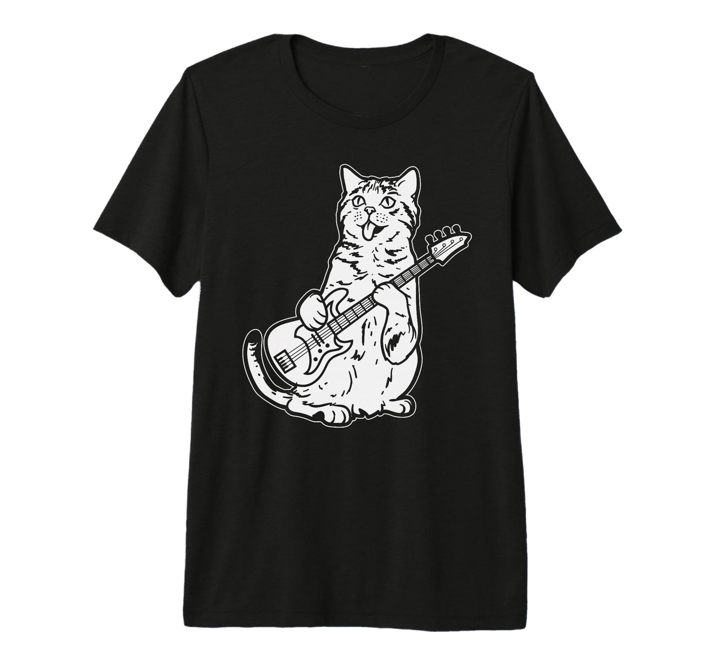 Funny Cat Playing Bass Musician T-Shirt - Custom Art Print for Adults - T-Shirt, Sweatshirt, Hoodie