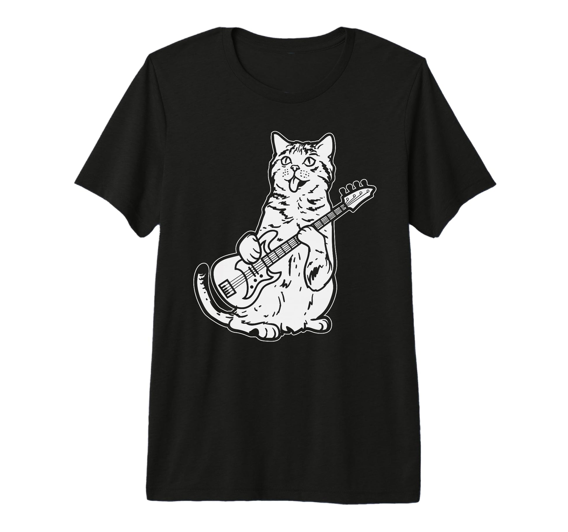 Funny Cat Playing Bass Musician T-Shirt - Custom Art Print for Adults - T-Shirt, Sweatshirt, Hoodie