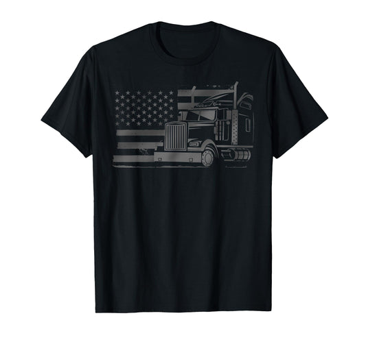 American Flag Semi Truck Driver 18 T-Shirt - Graphic Print Men Women - T-Shirt, Sweatshirt, Hoodie