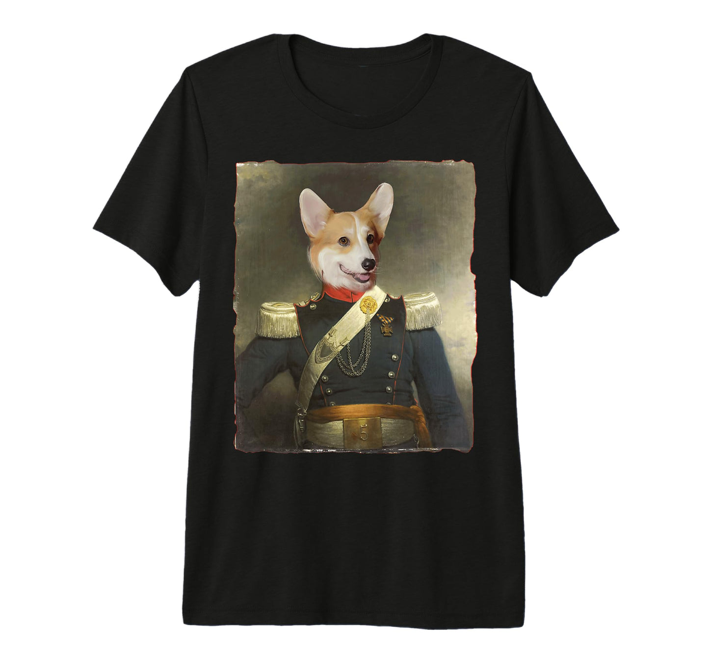 Funny Gorgi Dog Military Uniform Painting T-Shirt - Unique Graphic Unisex - T-Shirt, Sweatshirt, Hoodie