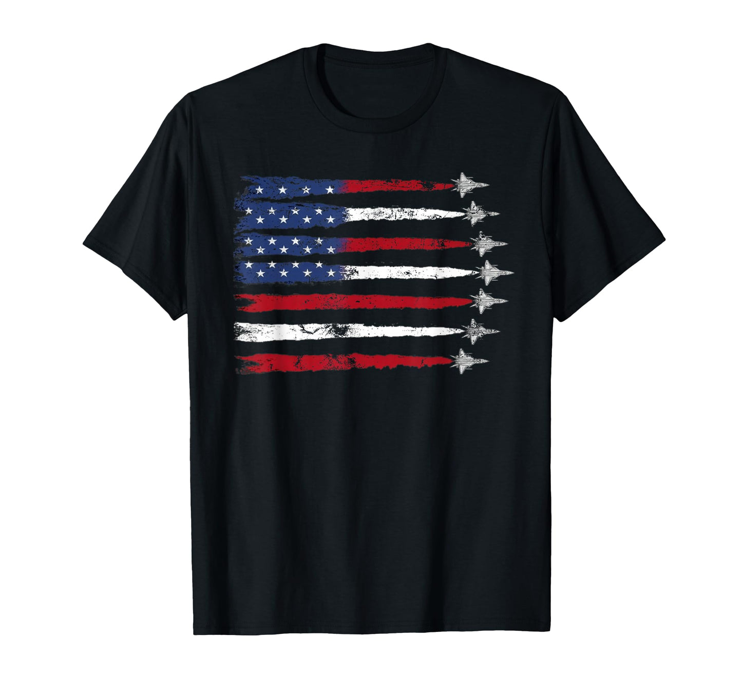 Patriotic Fighter Jet American Flag T-Shirt - Custom Art Print Men Women - T-Shirt, Sweatshirt, Hoodie