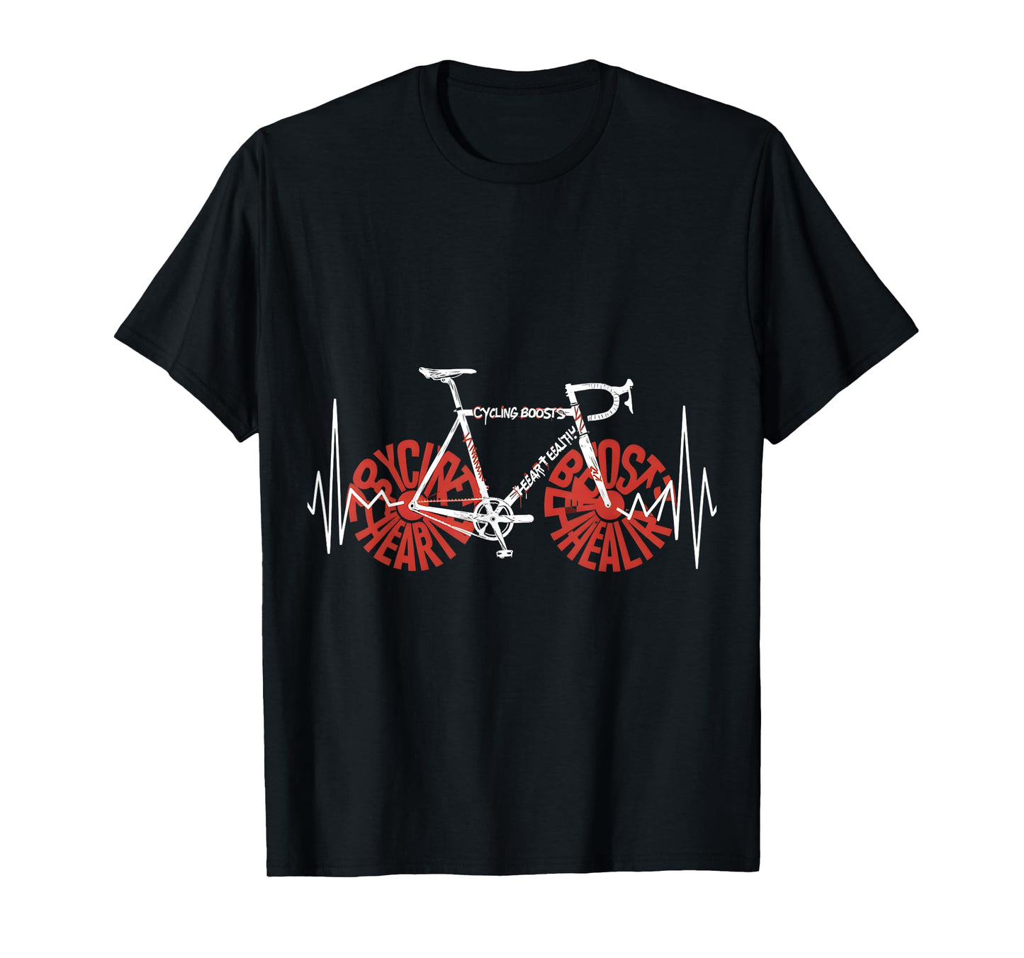 Funny Cycling Heartbeat Bicycle Bike Road T-Shirt - Trendy Graphic Unisex - T-Shirt, Sweatshirt, Hoodie