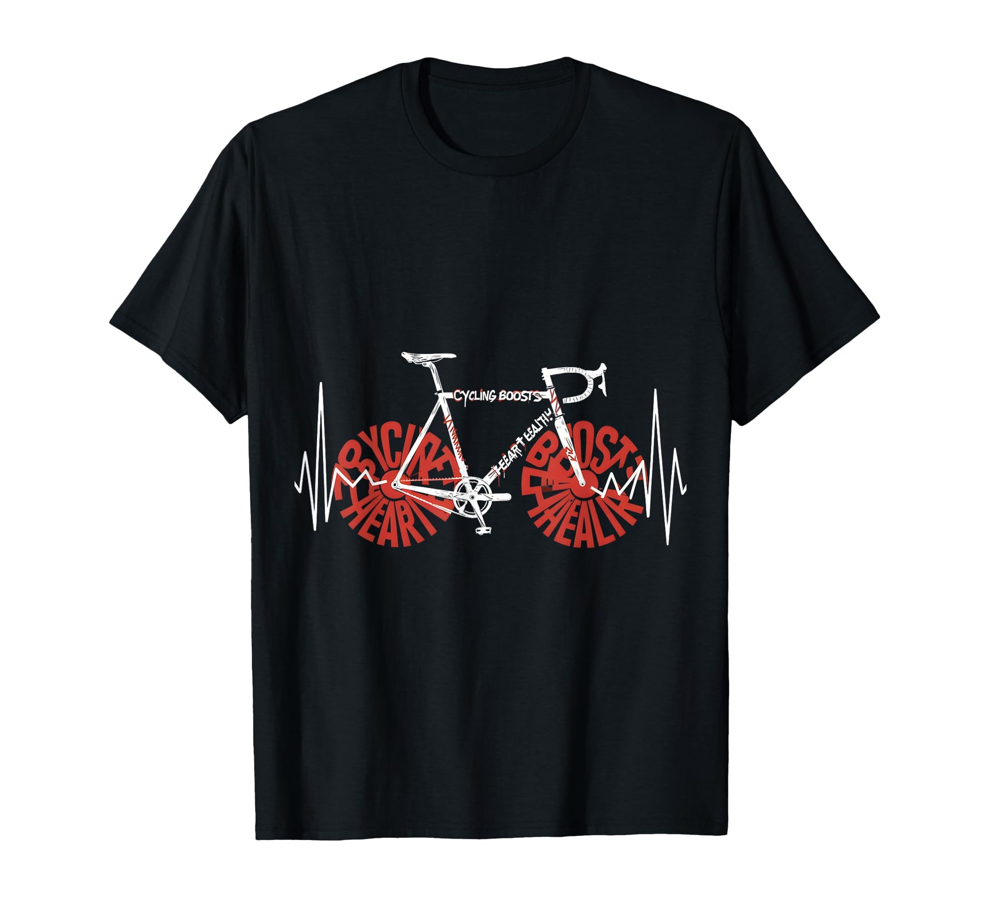 Funny Cycling Heartbeat Bicycle Bike Road T-Shirt - Trendy Graphic Unisex - T-Shirt, Sweatshirt, Hoodie