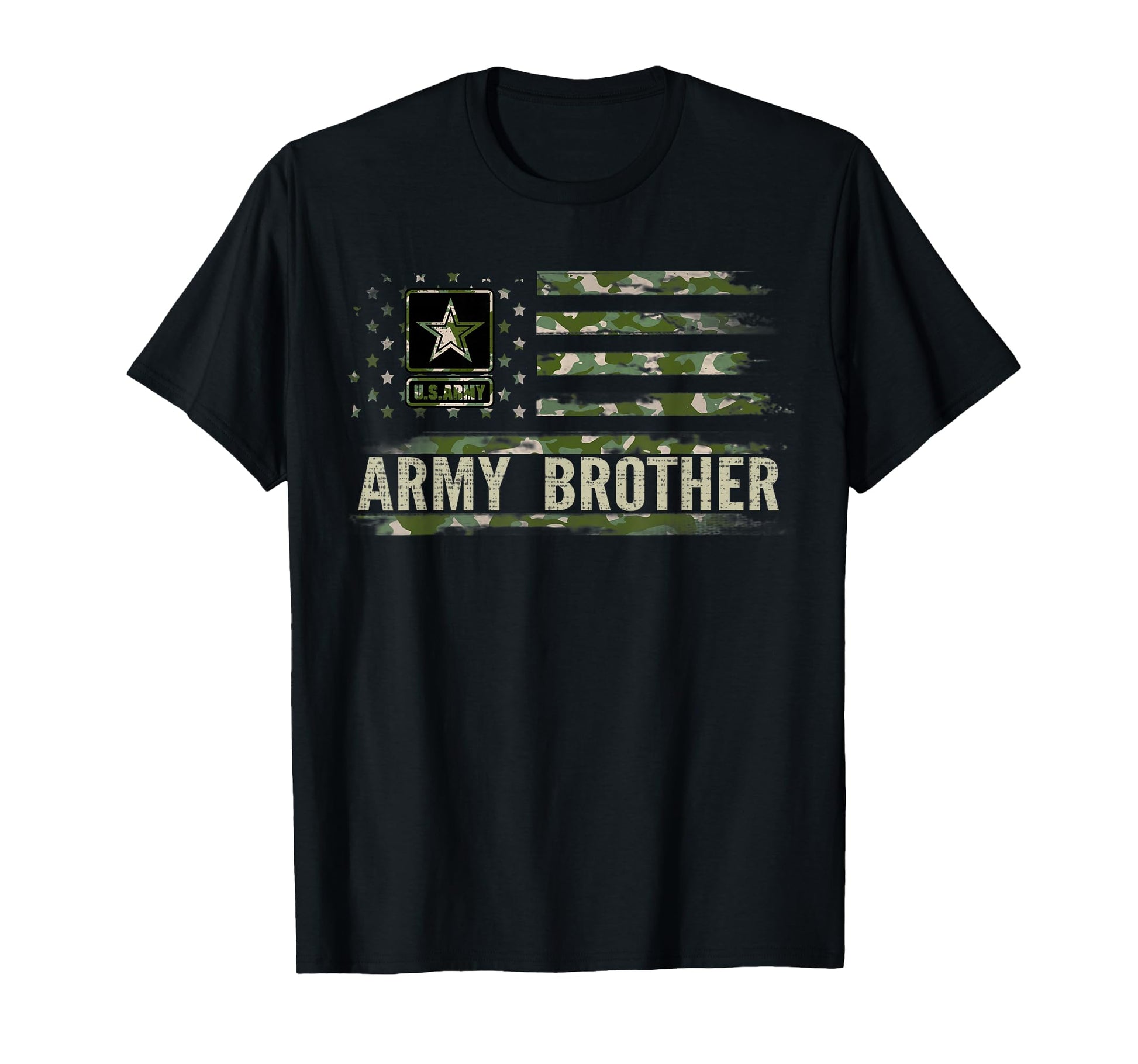 Army Brother Camo American Flag T-Shirt - Aesthetic Graphic for Adults - T-Shirt, Sweatshirt, Hoodie