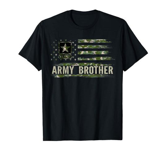 Army Brother Camo American Flag T-Shirt - Aesthetic Graphic for Adults - T-Shirt, Sweatshirt, Hoodie