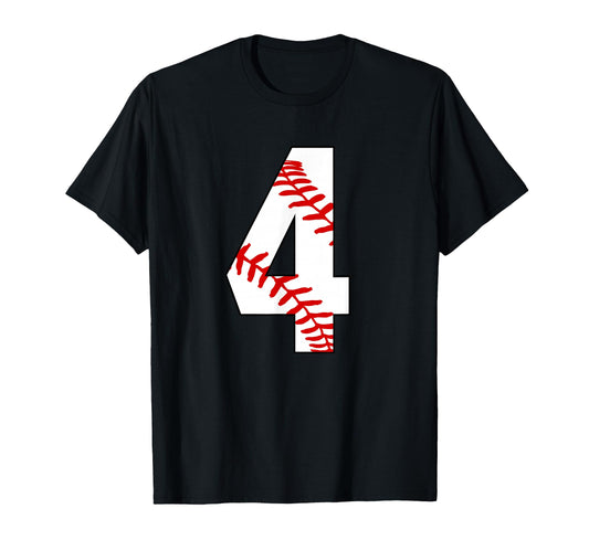 4 Baseball Laces 4Th Birthday Four Years T-Shirt - Trendy Graphic Unisex - T-Shirt, Sweatshirt, Hoodie