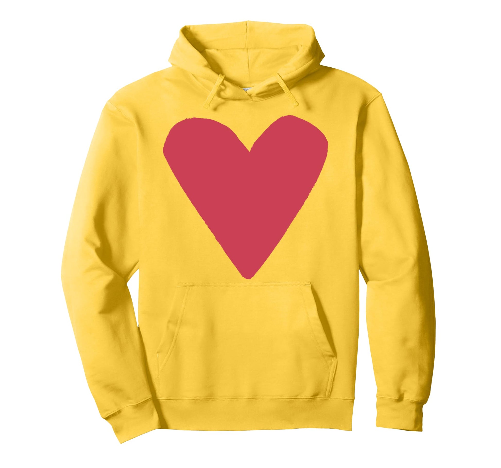 Red Heart Yellow Hoodie - Minimalist Print for Adults - T-Shirt, Sweatshirt, Hoodie