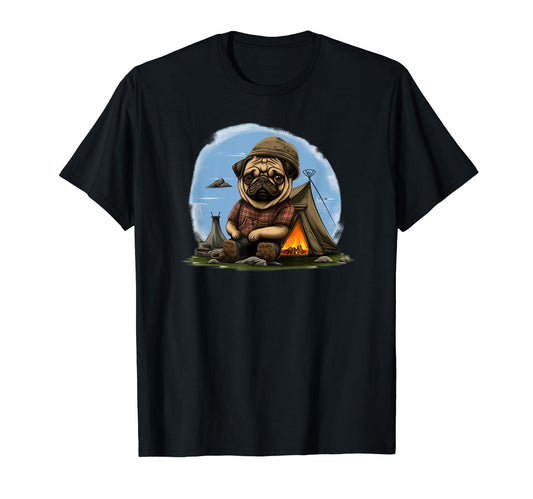 Camping Pug Gift Funny Dog Mom Or Dog T-Shirt - Novelty Apparel Men Women - T-Shirt, Sweatshirt, Hoodie