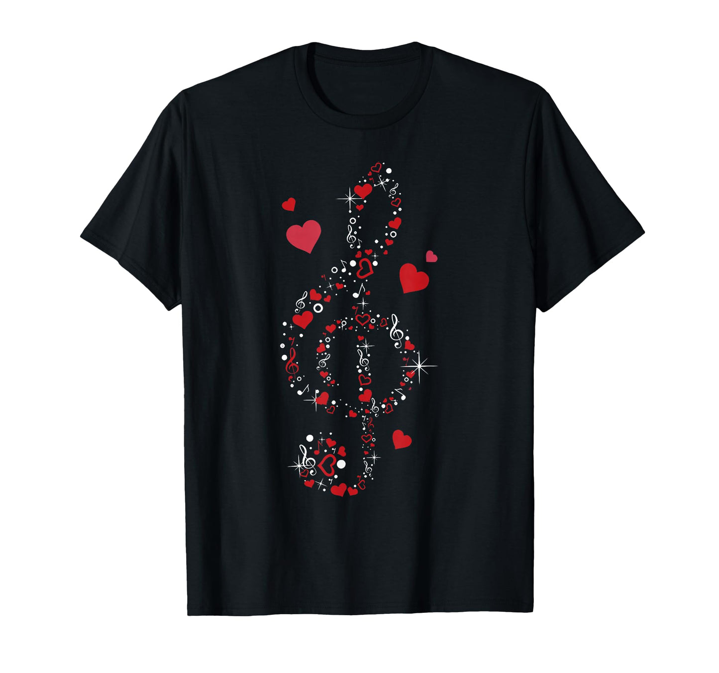 Music Notes Valentines Hearts Treble T-Shirt - Minimalist Print Men Women - T-Shirt, Sweatshirt, Hoodie