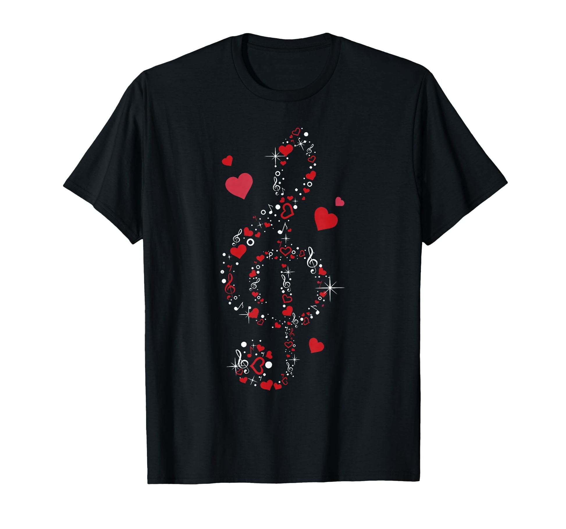Music Notes Valentines Hearts Treble T-Shirt - Minimalist Print Men Women - T-Shirt, Sweatshirt, Hoodie