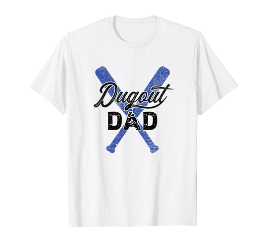 Baseball Dugout Dad Father Blue T-Shirt - Casual Everyday Wear for Adults - T-Shirt, Sweatshirt, Hoodie