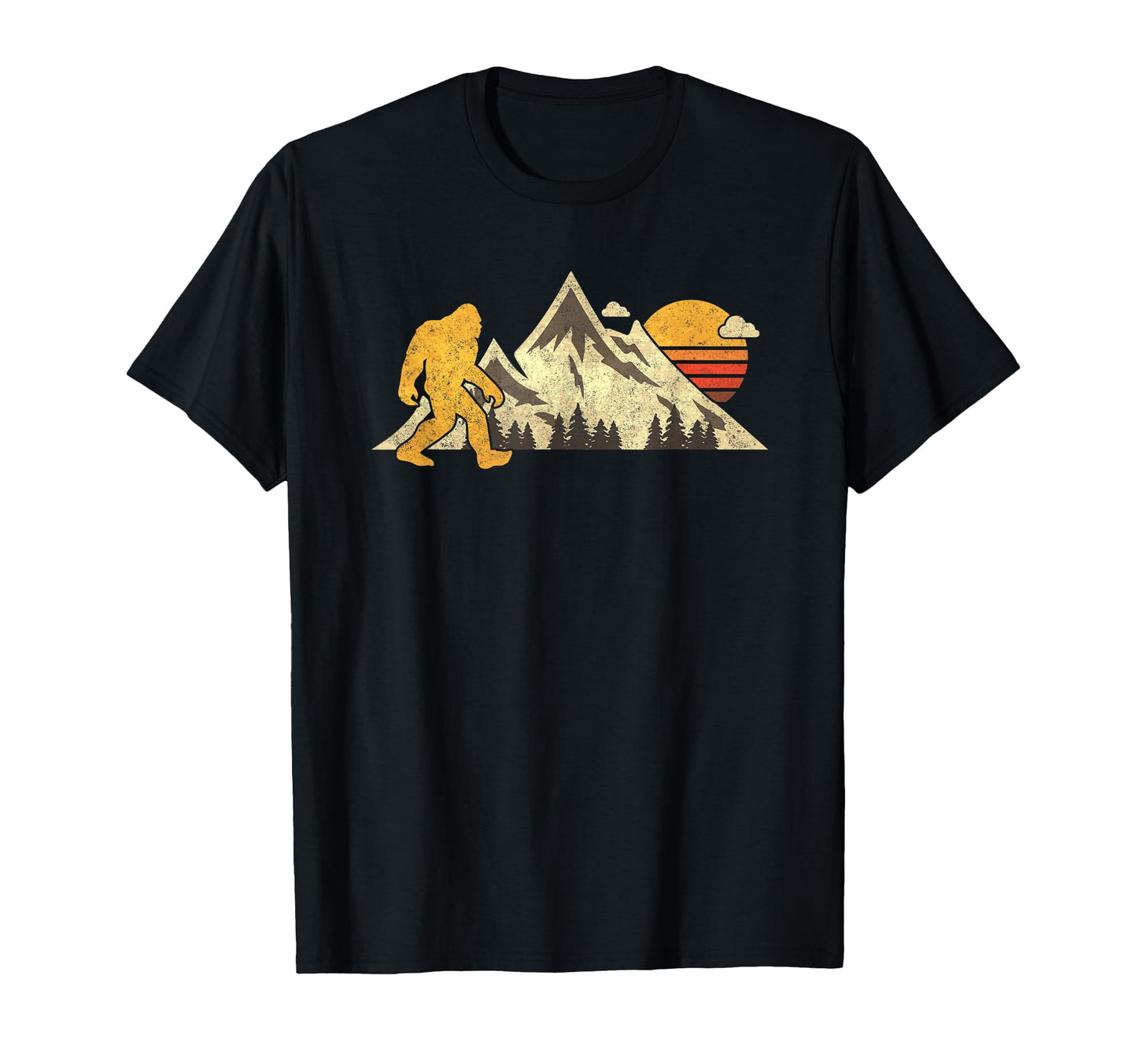 Bigfoot Mountain Sun Sasquatch Camping T-Shirt - Fun Novelty Design Unisex - T-Shirt, Sweatshirt, Hoodie