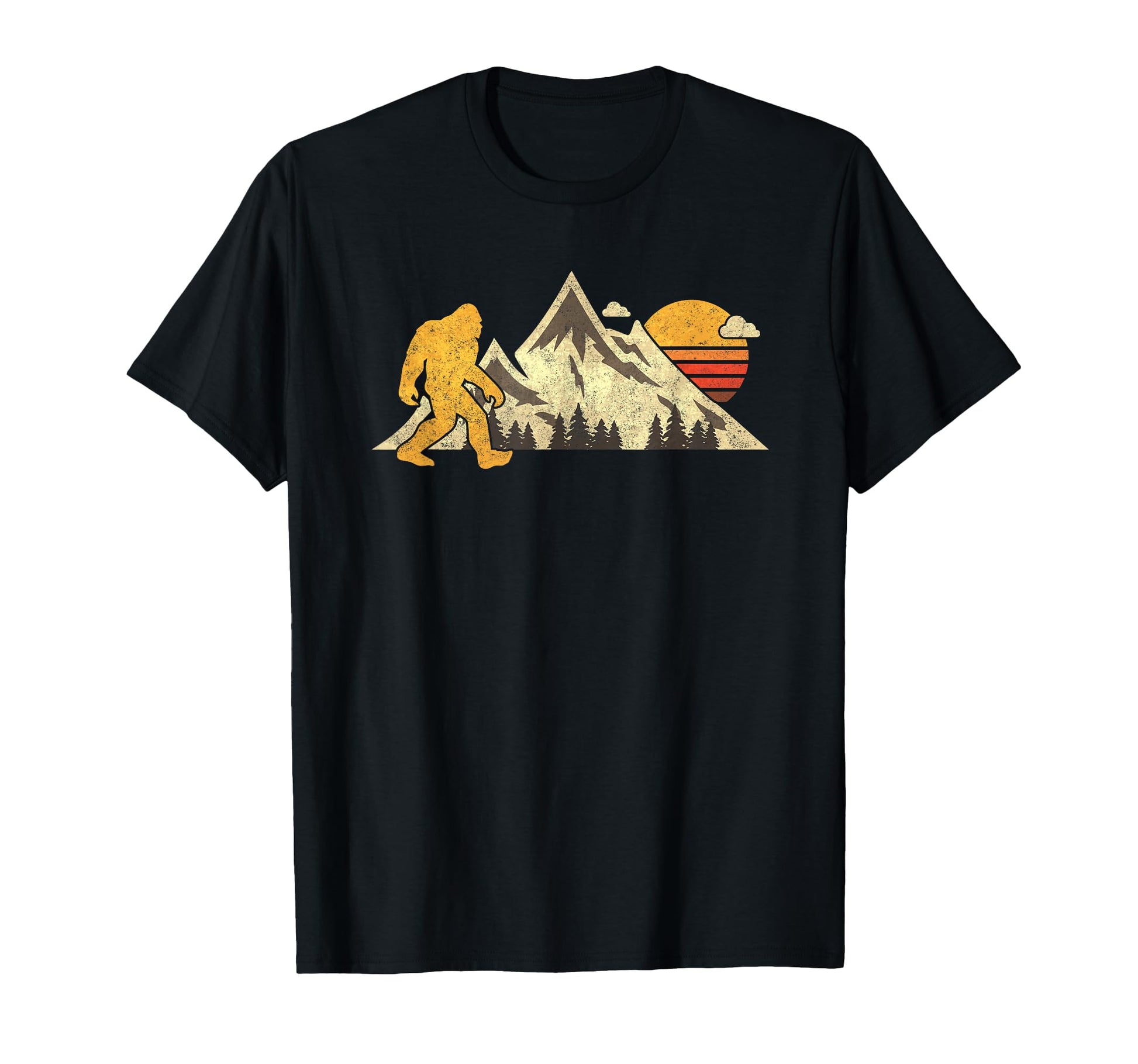 Bigfoot Mountain Sun Sasquatch Camping T-Shirt - Fun Novelty Design Unisex - T-Shirt, Sweatshirt, Hoodie