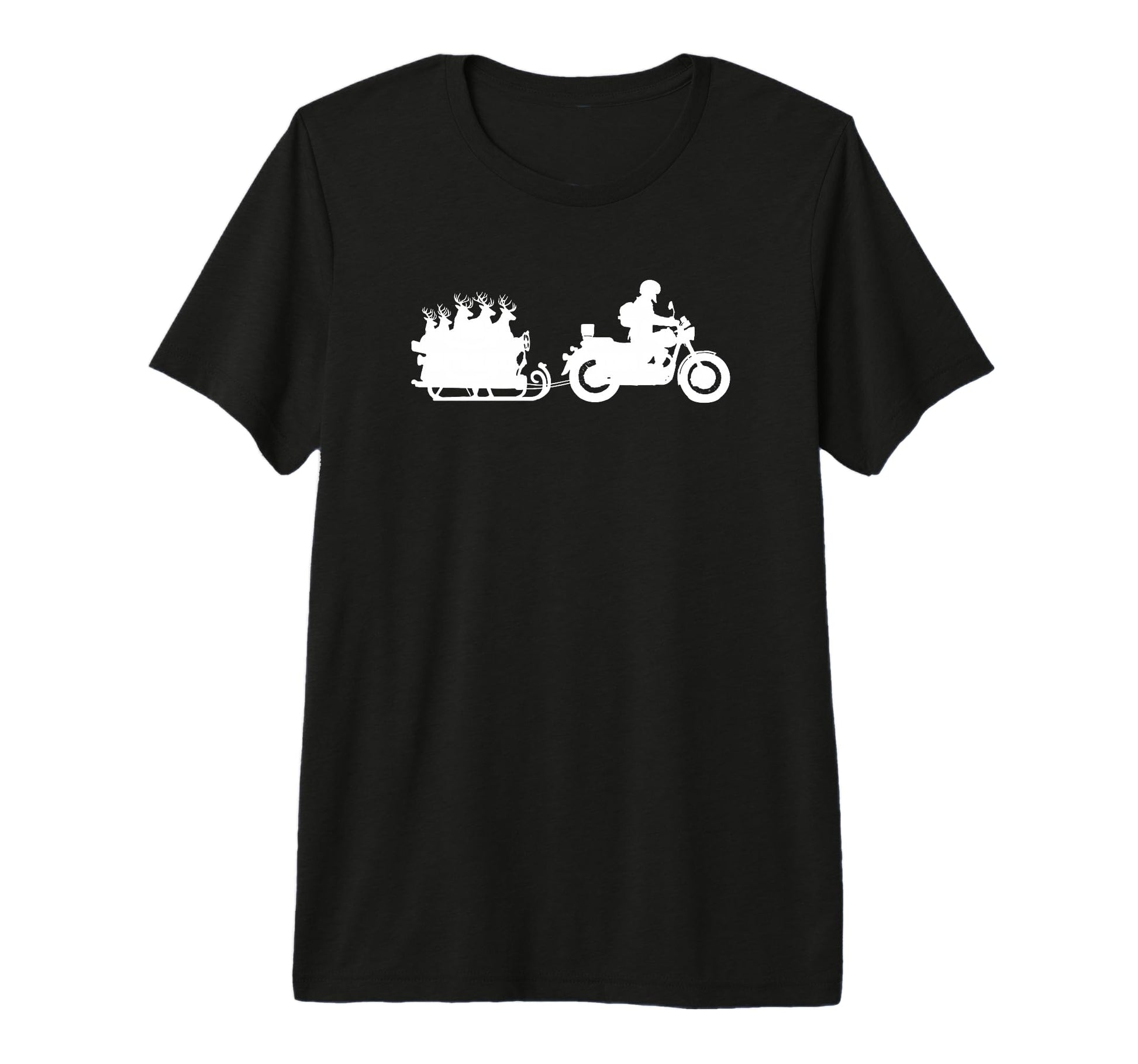 Motorcycle Motorbike Santa Reindeer T-Shirt - Unique Graphic Unisex - T-Shirt, Sweatshirt, Hoodie