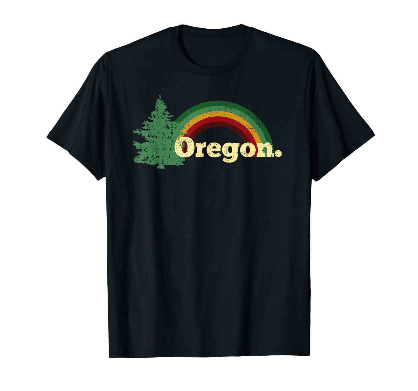 Oregon Throwback Rainbow Distressed T-Shirt - Streetwear Style for Adults - T-Shirt, Sweatshirt, Hoodie