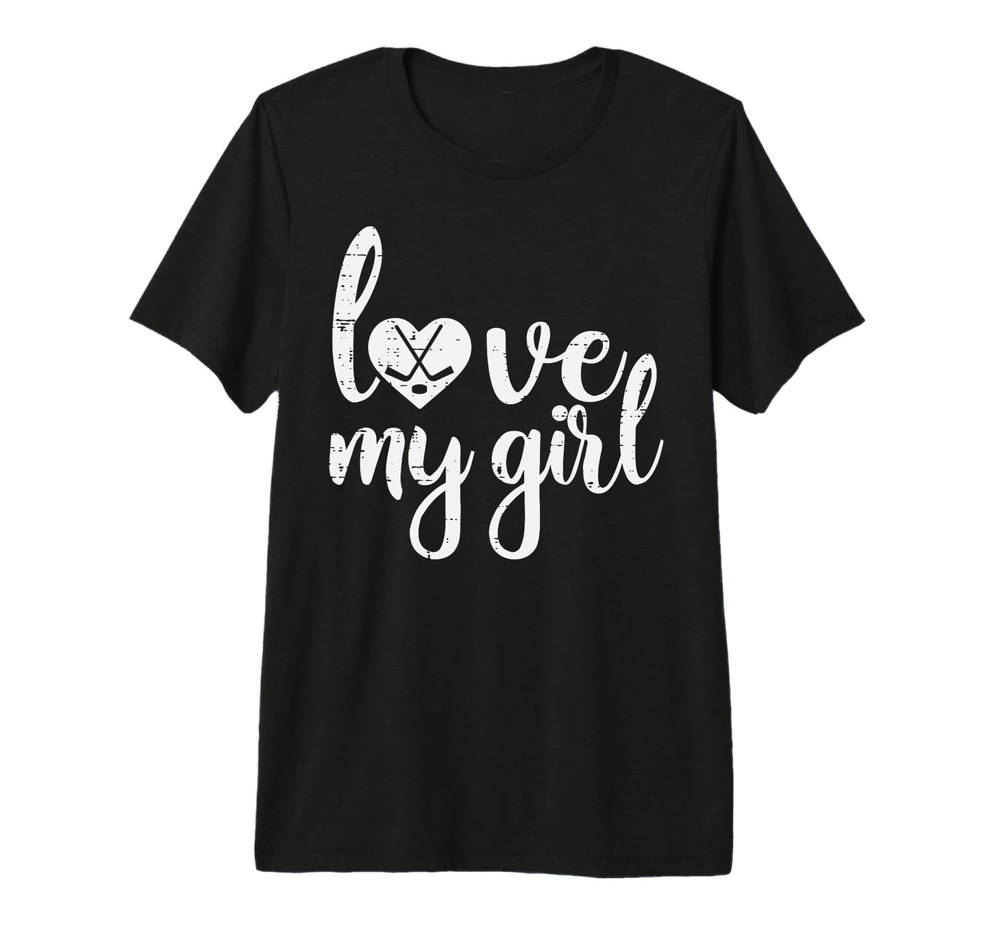 Love My Heart Ice Hockey Sticks Puck T-Shirt - Custom Art Print Men Women - T-Shirt, Sweatshirt, Hoodie