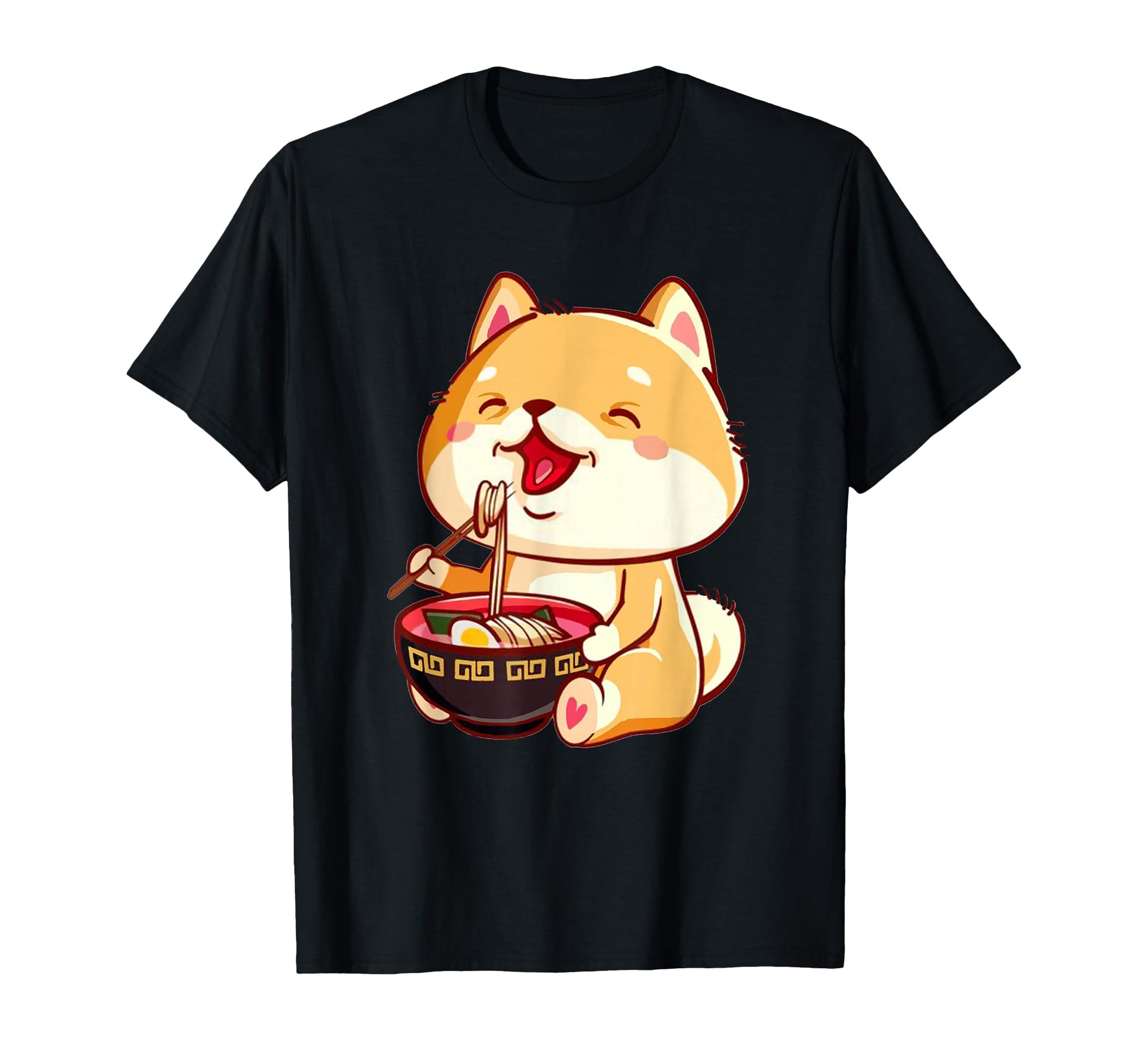 Kawaii Shiba Inu Ramen Noodles Shibe Dog T-Shirt - Minimalist Print Unisex - T-Shirt, Sweatshirt, Hoodie