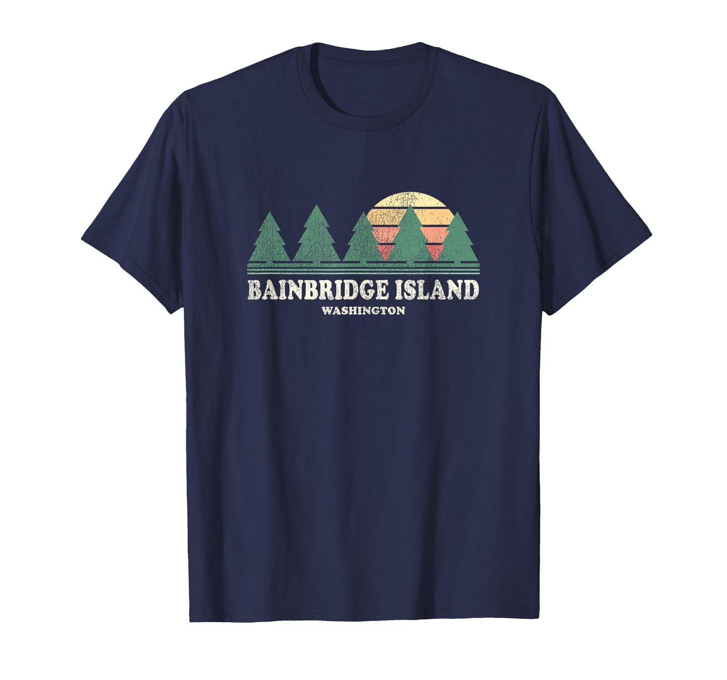 Bainbridge Island Wa Throwback 70S T-Shirt - Fun Novelty Design for Adults - T-Shirt, Sweatshirt, Hoodie