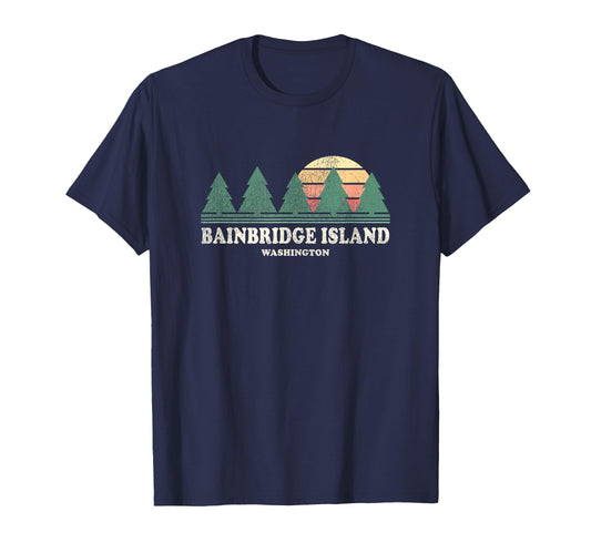 Bainbridge Island Wa Throwback 70S T-Shirt - Fun Novelty Design for Adults - T-Shirt, Sweatshirt, Hoodie