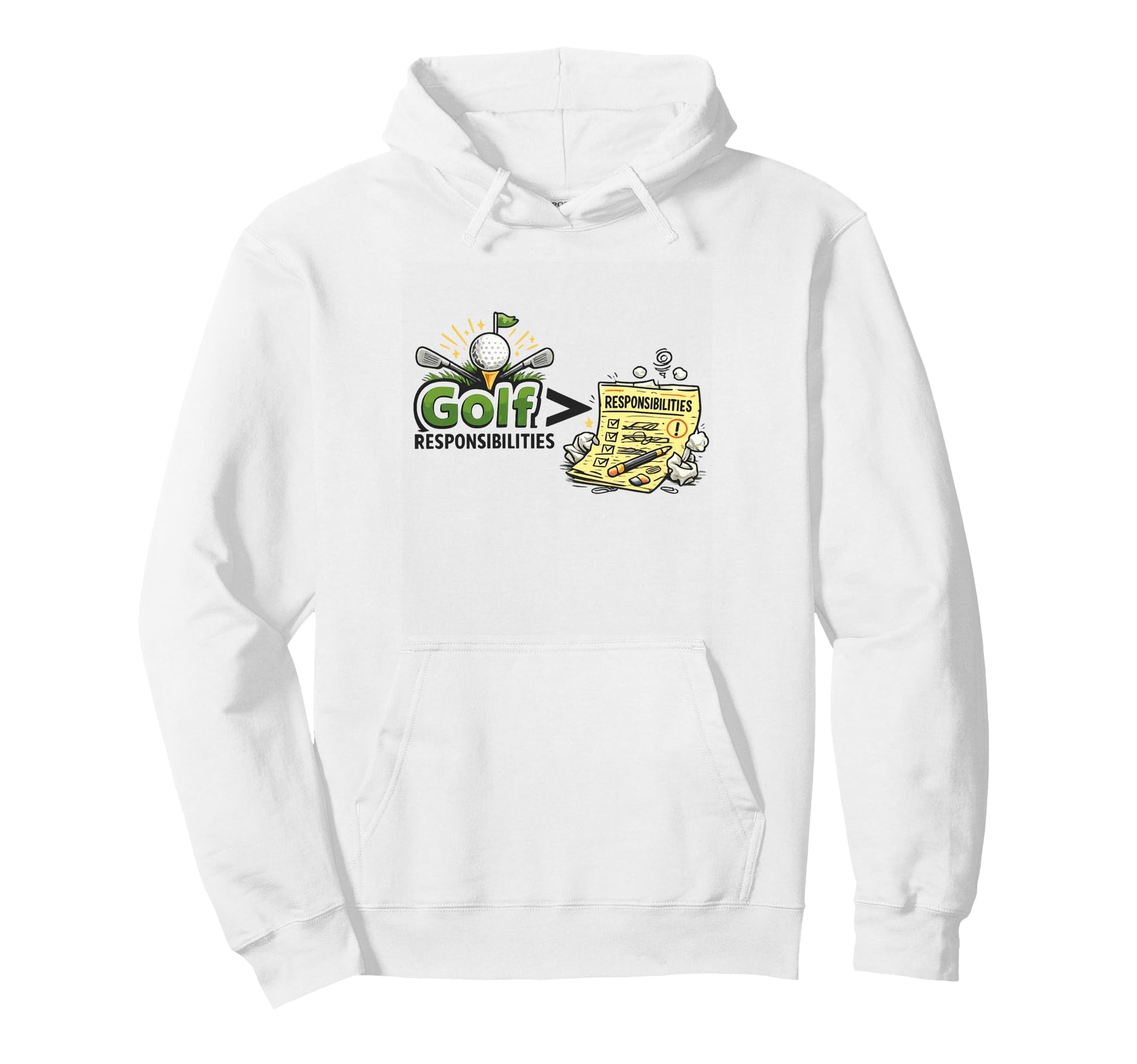 Golf Greater Responsibilities Hoodie - Casual Everyday Wear Men Women - T-Shirt, Sweatshirt, Hoodie