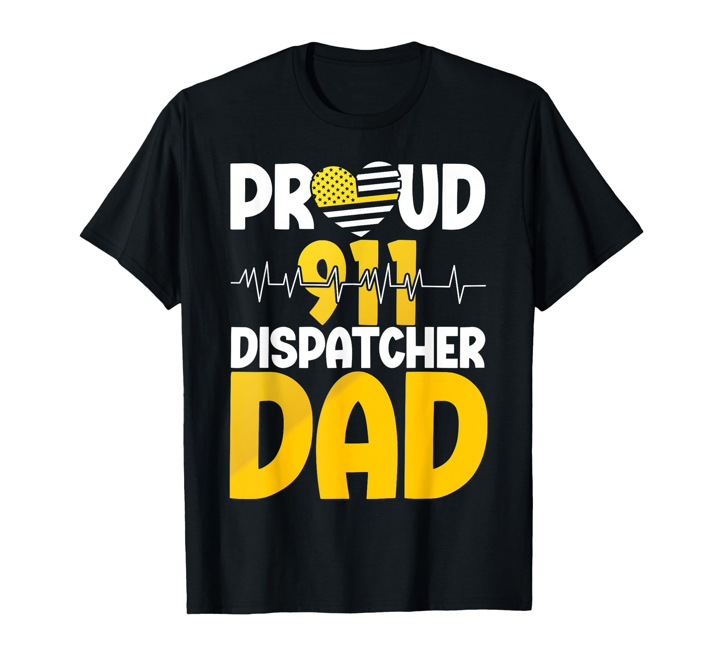 911 Dispatcher Thin Gold Yellow Line T-Shirt - Minimalist Print for Adults - T-Shirt, Sweatshirt, Hoodie