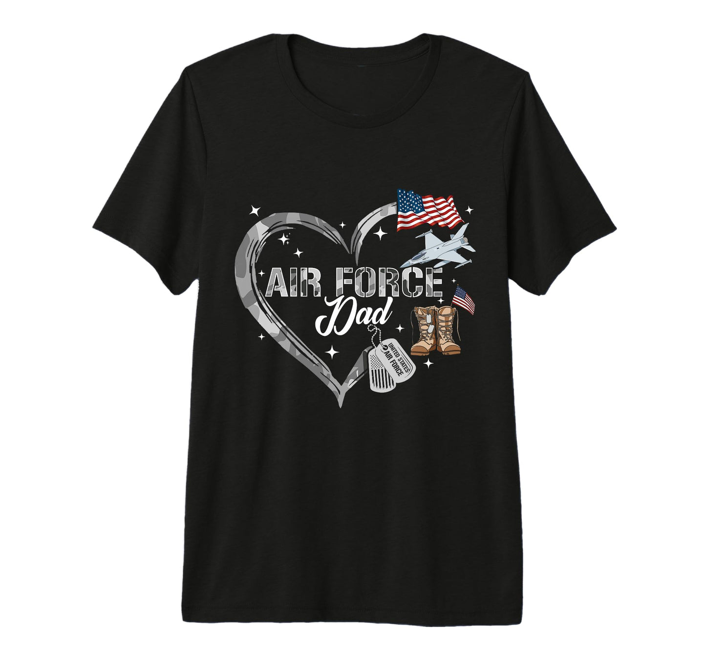 Proud Air Force Dad Us Camo Heart Family T-Shirt - Minimalist Print Unisex - T-Shirt, Sweatshirt, Hoodie