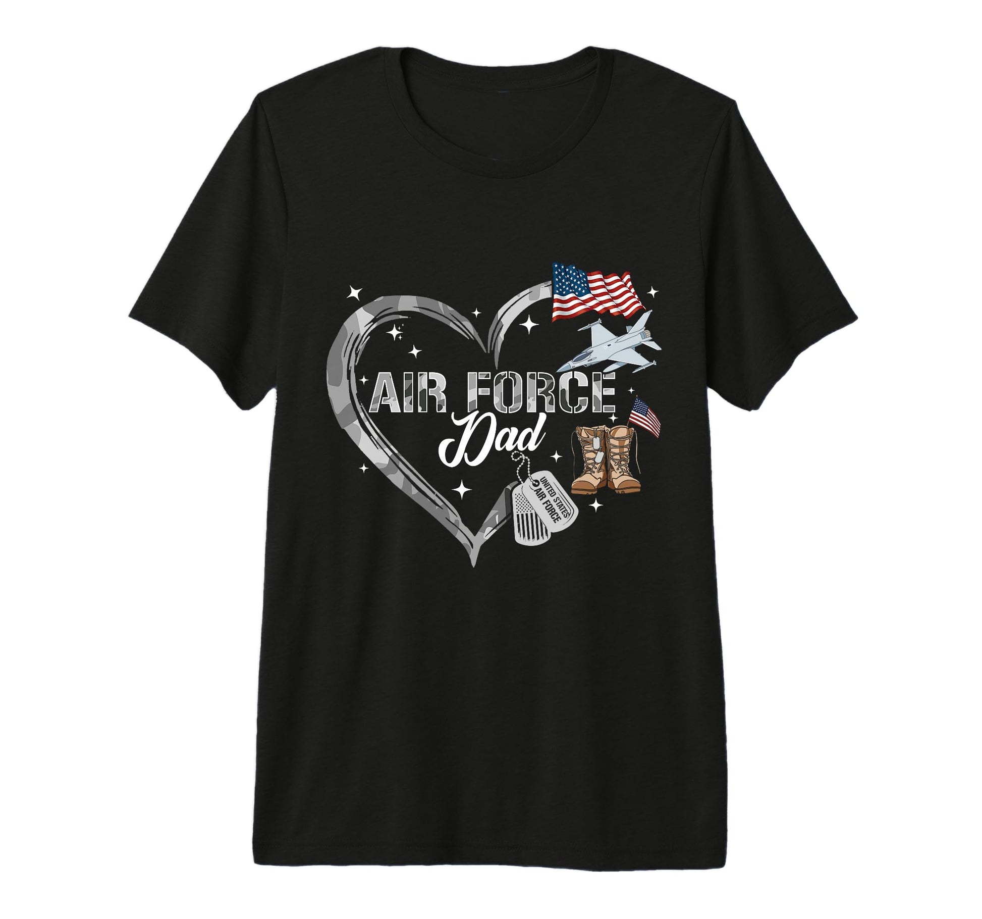 Proud Air Force Dad Us Camo Heart Family T-Shirt - Minimalist Print Unisex - T-Shirt, Sweatshirt, Hoodie