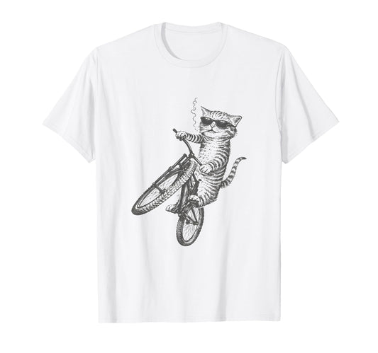 Cat Bicycle Cyclist Biking Sport Bike T-Shirt - Minimalist Print Men Women - T-Shirt, Sweatshirt, Hoodie