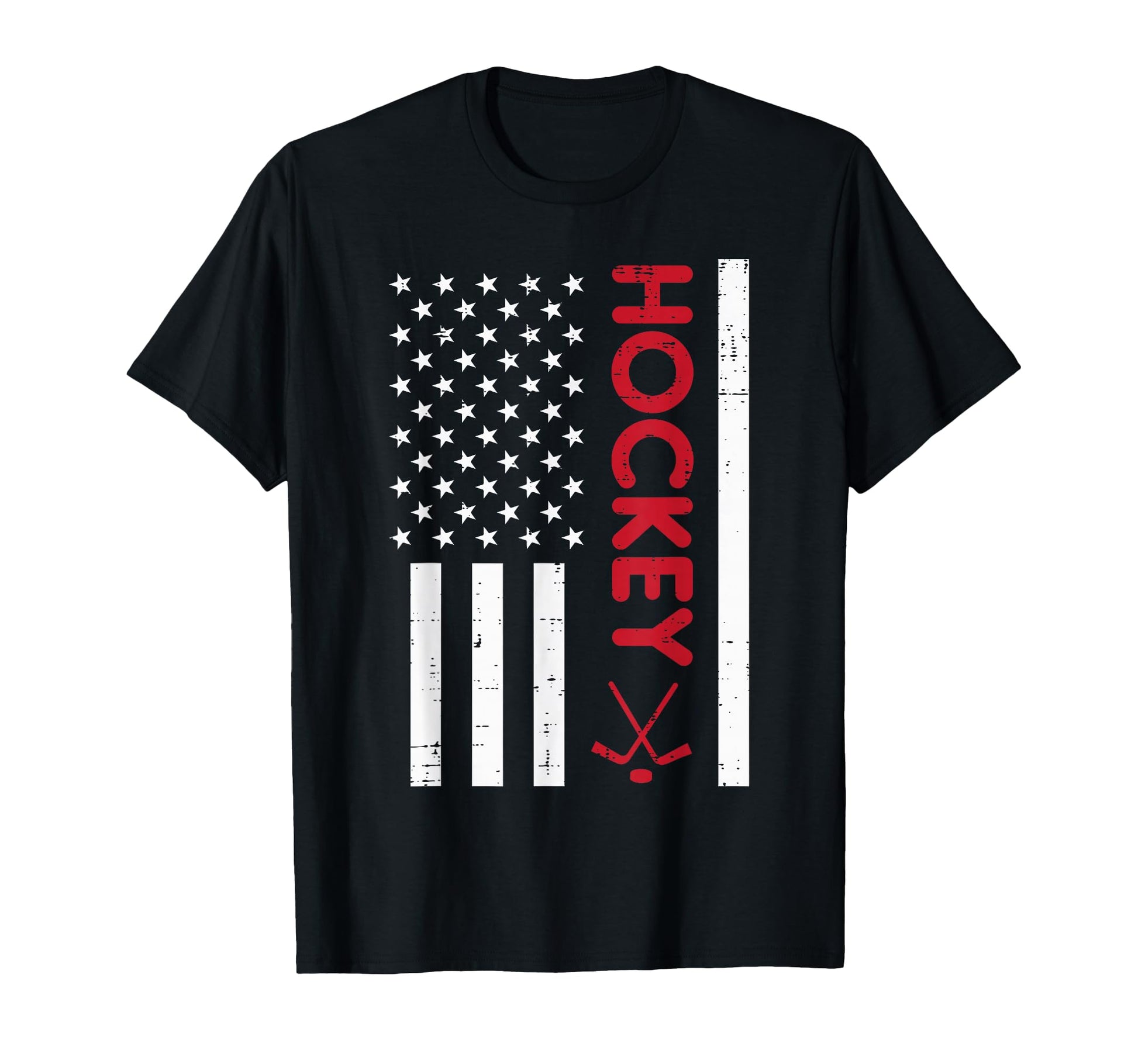 American Flag Red Ice Hockey T-Shirt - Casual Everyday Wear for Adults - T-Shirt, Sweatshirt, Hoodie