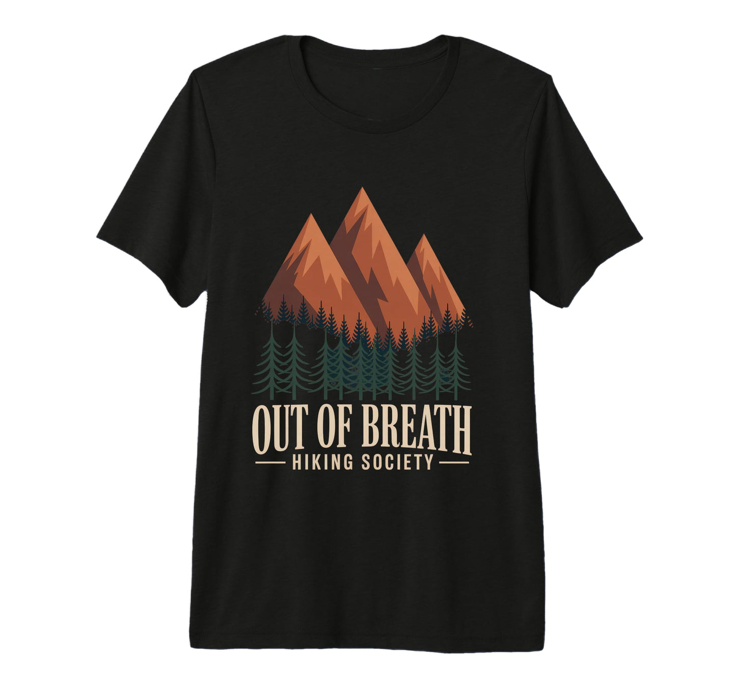 Out Breath Hiking Society Funny Mountain T-Shirt - Graphic Print Unisex - T-Shirt, Sweatshirt, Hoodie