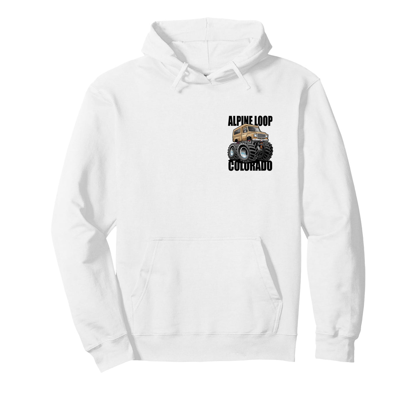 Alpine Loop Colorado Overlanding Cartoon Hoodie - Trendy Graphic Unisex - T-Shirt, Sweatshirt, Hoodie