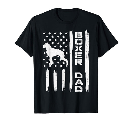 Boxer Dad Us Flag Patriotic Dog Lover T-Shirt - Streetwear Style Unisex - T-Shirt, Sweatshirt, Hoodie