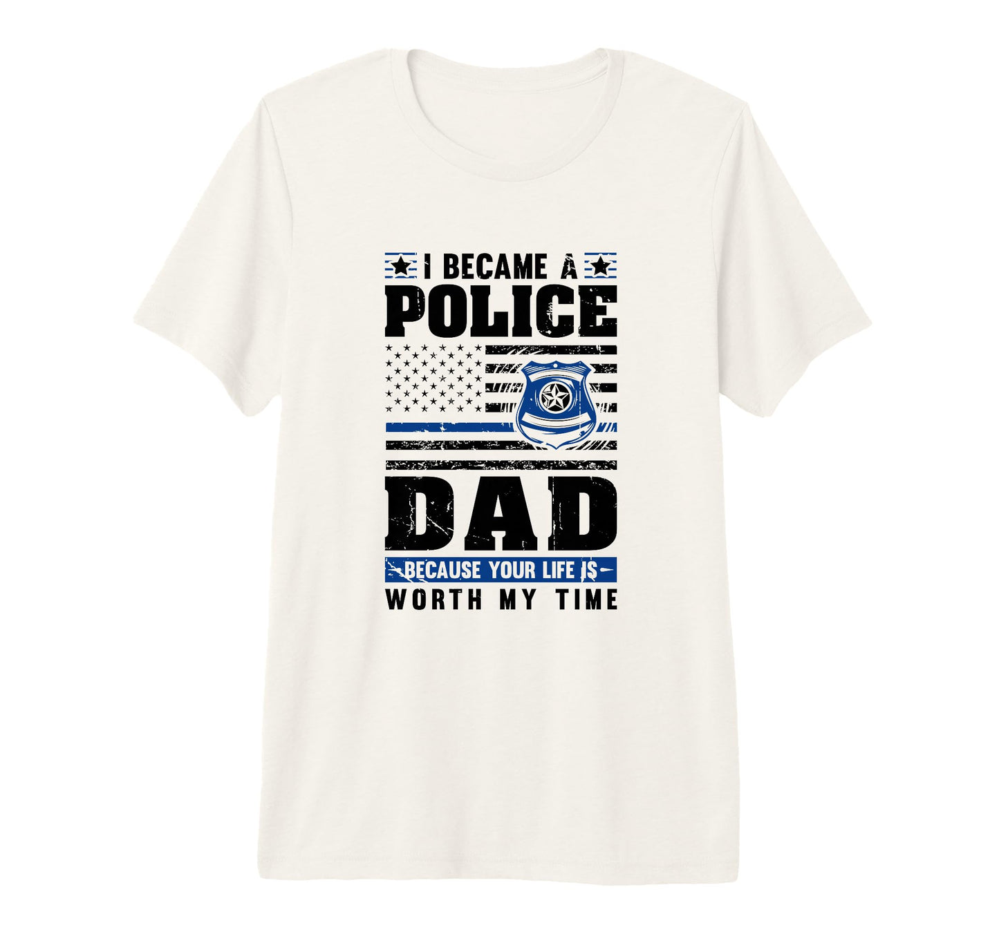 Mens Thin Blue Line I Became Police Dad T-Shirt - Unique Graphic Unisex - T-Shirt, Sweatshirt, Hoodie