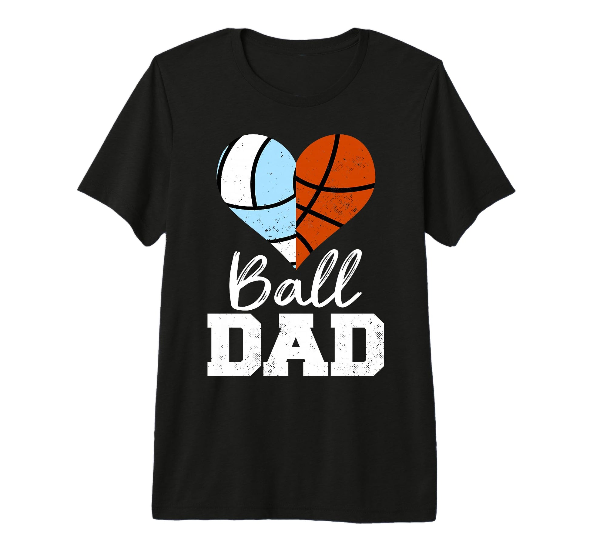 Mens Volleyball Basketball Dad Heart Funny T-Shirt - Unique Graphic Unisex - T-Shirt, Sweatshirt, Hoodie