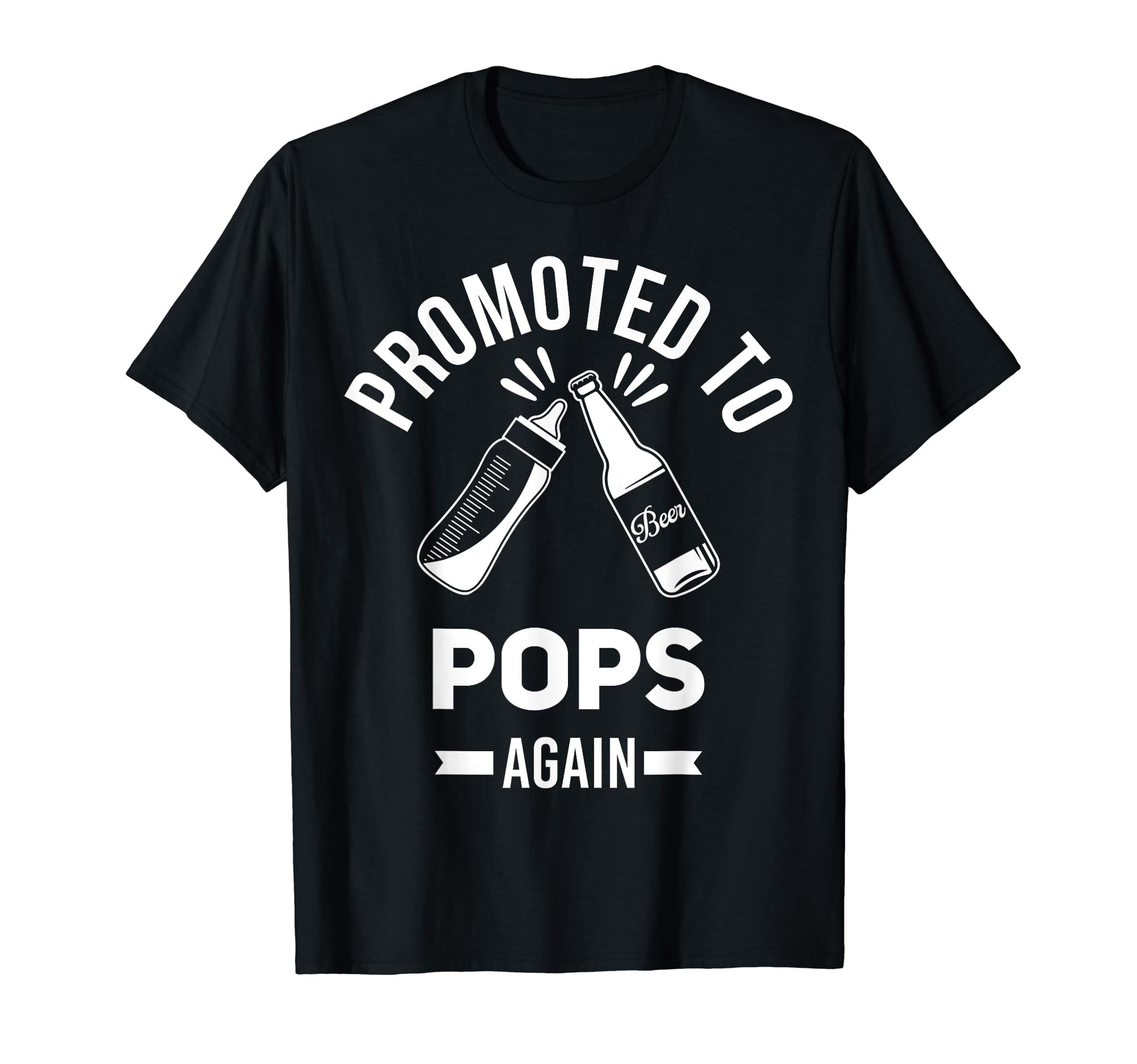 Promoted To Pops Again Funny T-Shirt - Minimalist Print Men Women - T-Shirt, Sweatshirt, Hoodie