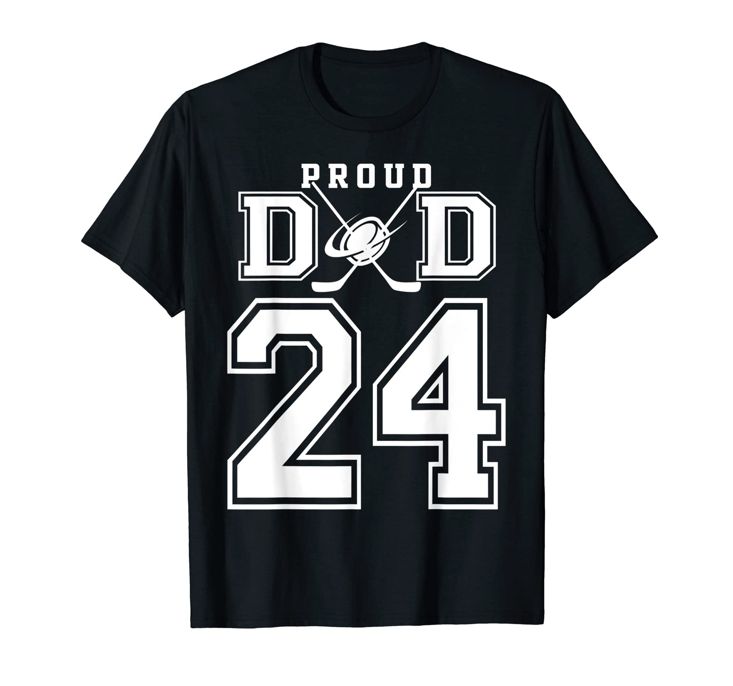 Number 24 Custom Proud Hockey Dad T-Shirt - Novelty Apparel for Adults - T-Shirt, Sweatshirt, Hoodie