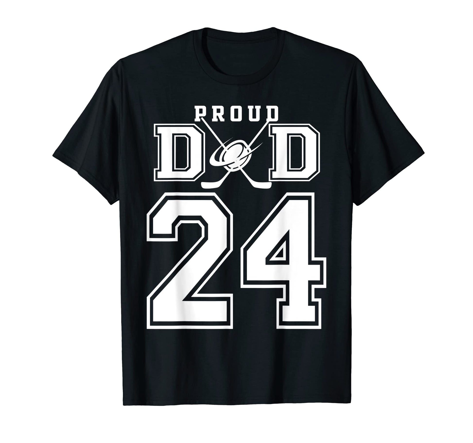 Number 24 Custom Proud Hockey Dad T-Shirt - Novelty Apparel for Adults - T-Shirt, Sweatshirt, Hoodie