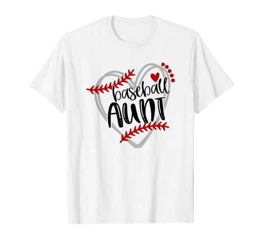 Baseball Heart Aunt Auntie Trendy T-Shirt - Trendy Graphic Unisex - T-Shirt, Sweatshirt, Hoodie