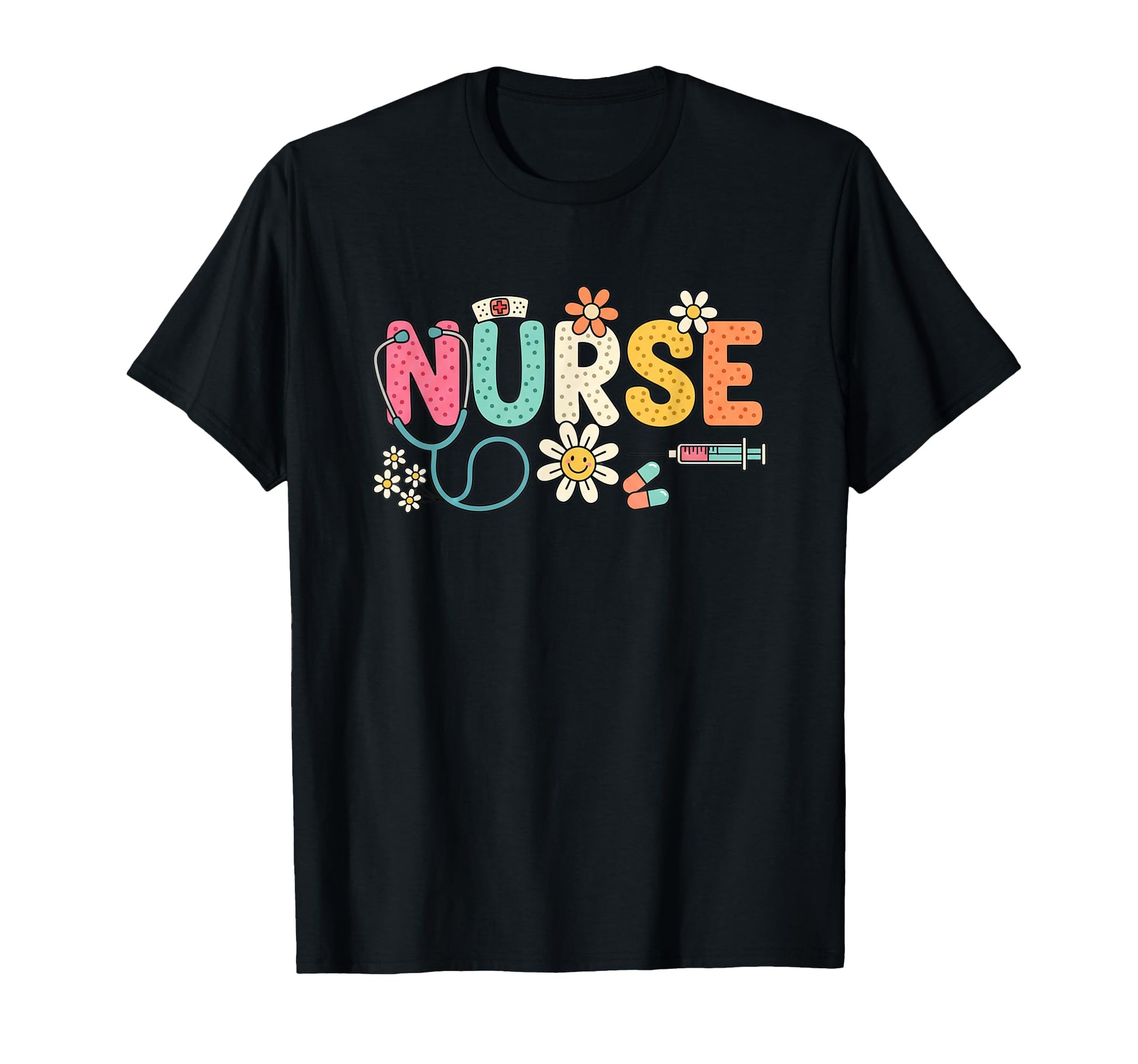 Nurse Daisy Pop Floral Nurse Rn Lpn T-Shirt - Custom Art Print Men Women - T-Shirt, Sweatshirt, Hoodie