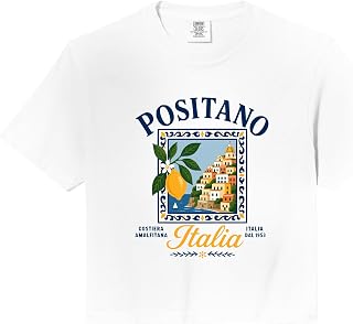 Positano Italy Amalfi Coast Retro Lemon Summer Vibes Graphic Comfort Colors Crop Top Unisex T-shirt, Sweatshirt, Hoodie, Long Sleeve Tee - T-Shirt, Sweatshirt, Hoodie