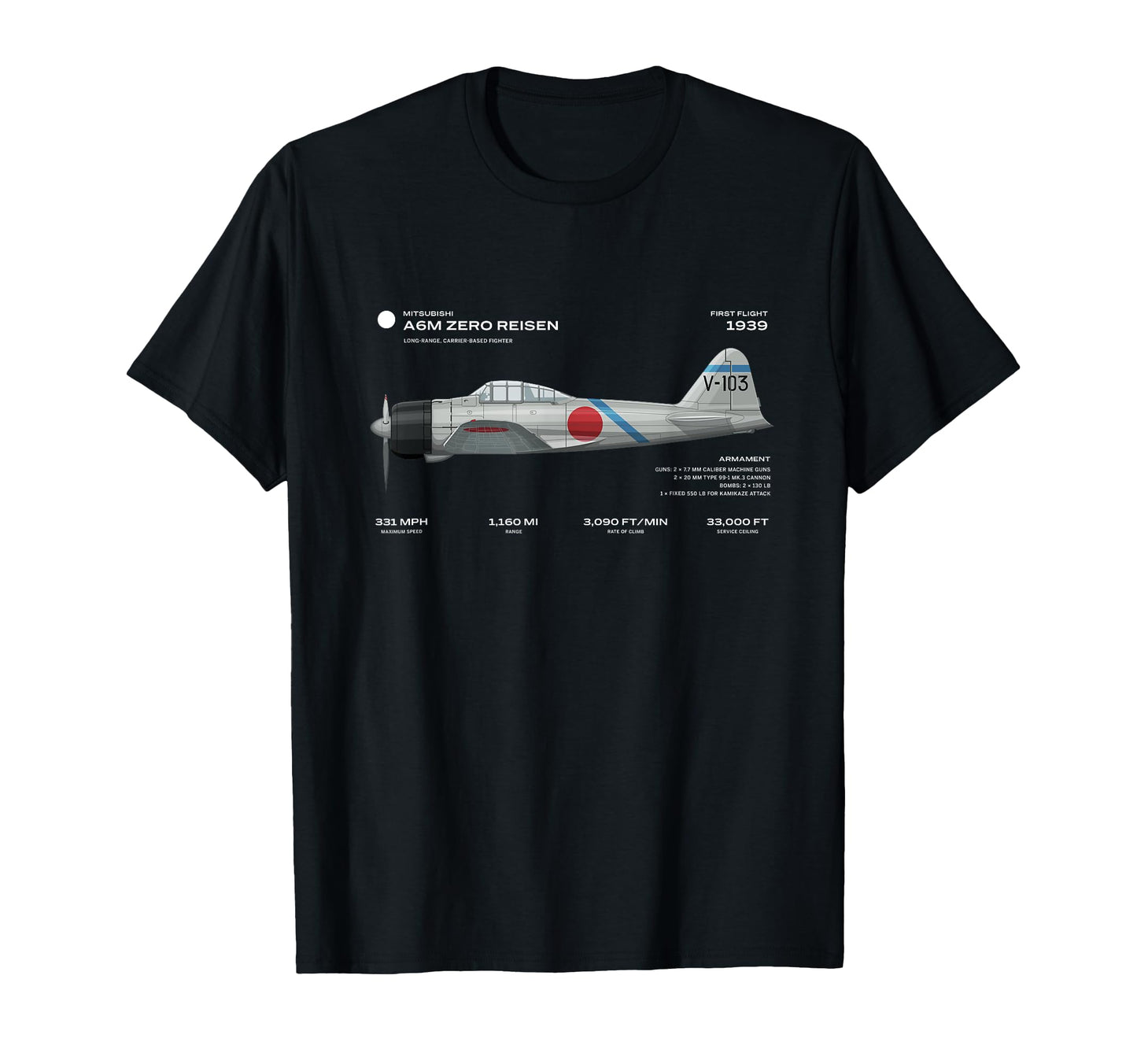 A6M Zero Risen Wwii Japan Airplane T-Shirt - Streetwear Style Unisex - T-Shirt, Sweatshirt, Hoodie