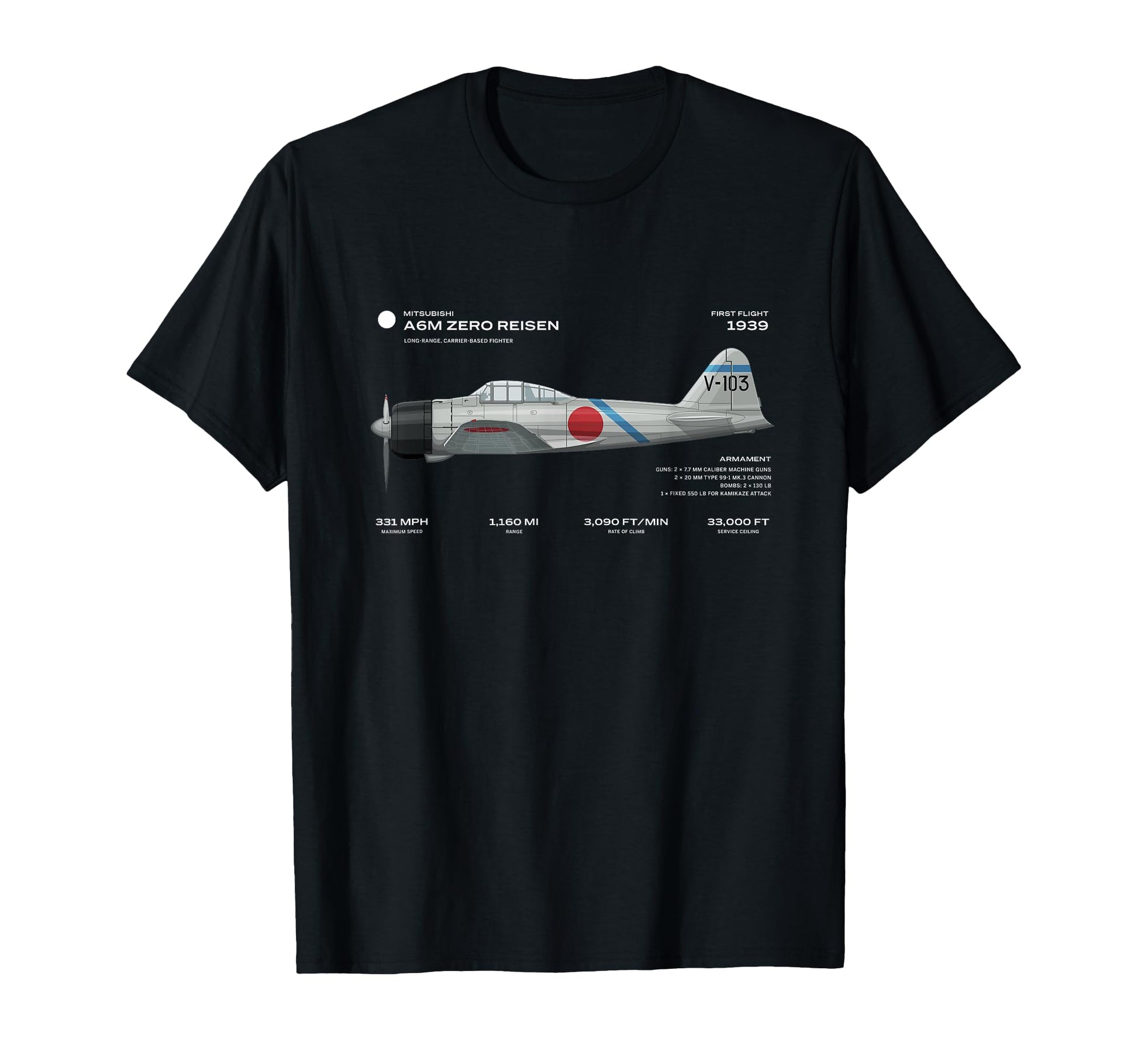 A6M Zero Risen Wwii Japan Airplane T-Shirt - Streetwear Style Unisex - T-Shirt, Sweatshirt, Hoodie