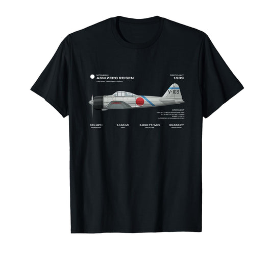 A6M Zero Risen Wwii Japan Airplane T-Shirt - Streetwear Style Unisex - T-Shirt, Sweatshirt, Hoodie