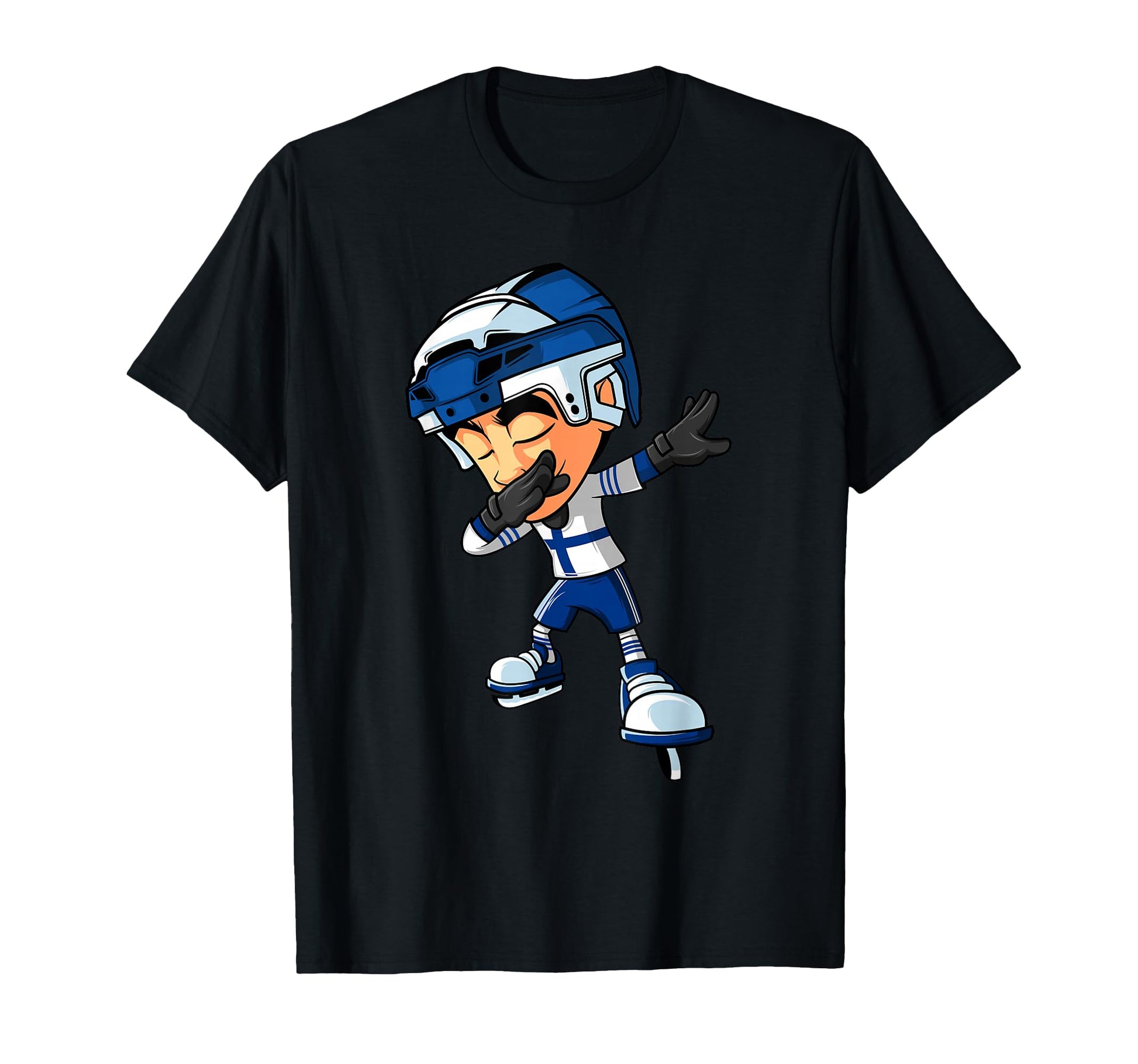 Dabbing Ice Hockey Player Finland Flag T-Shirt - Graphic Print Men Women - T-Shirt, Sweatshirt, Hoodie