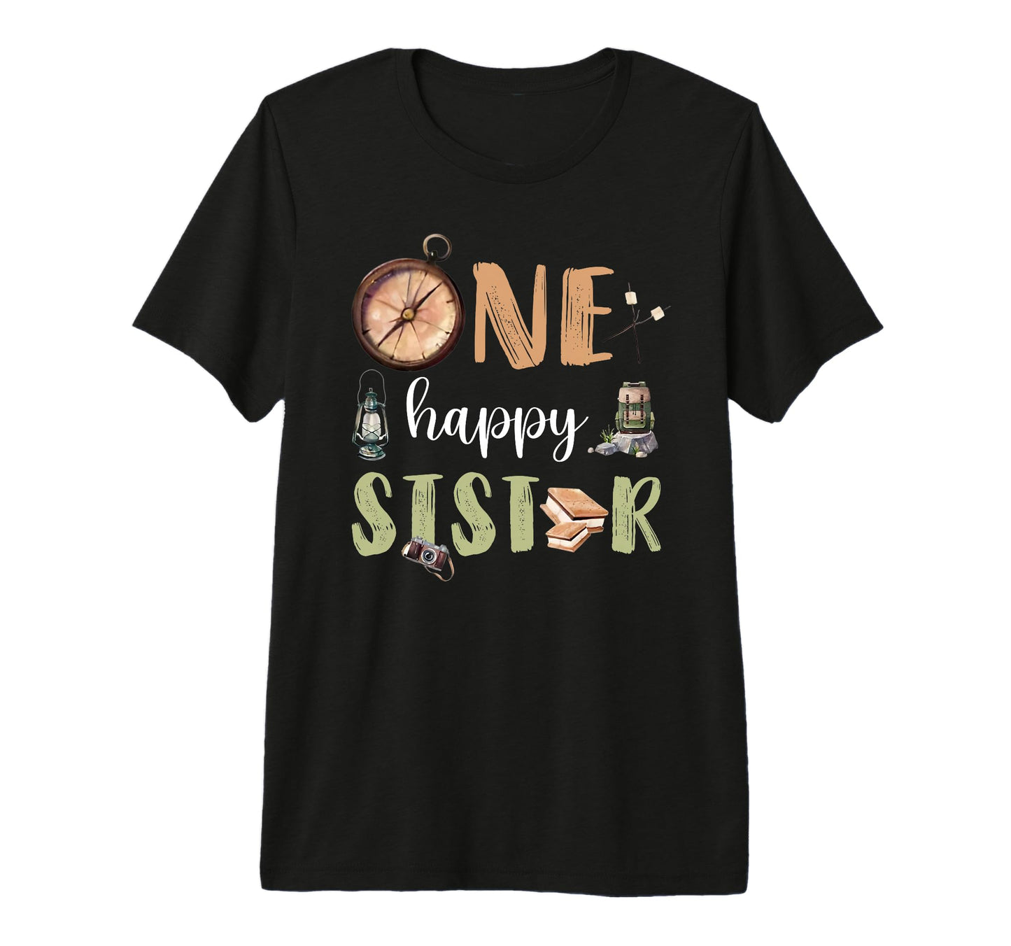 One Happy Sister Camper 1St Birthday T-Shirt - Minimalist Print Unisex - T-Shirt, Sweatshirt, Hoodie