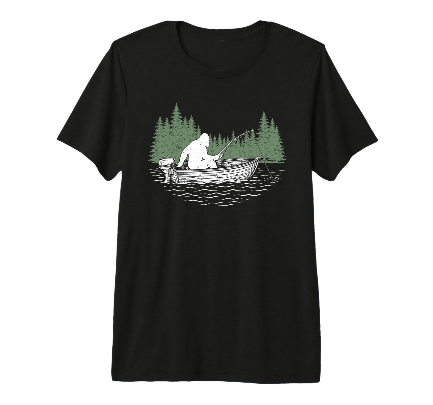 Bigfoot Sasquatch Fishing Dad Camping T-Shirt - Custom Art Print Men Women - T-Shirt, Sweatshirt, Hoodie